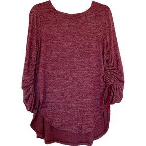Anthropologie Saturday Sunday Ribbed Sweater in Heather Burgundy | Size XS